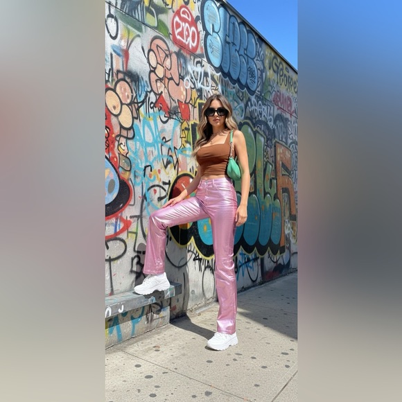 Galactic Glow Pant Womenswear Underwear Lady Metallic Shimmer High Waist - Picture 8 of 16